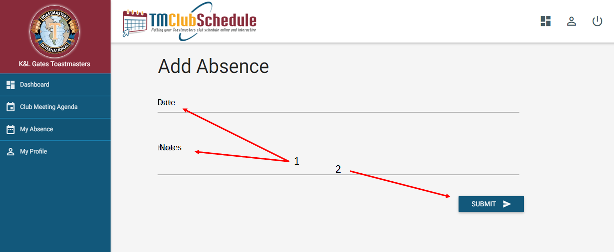 Screenshot: Absence Record Form