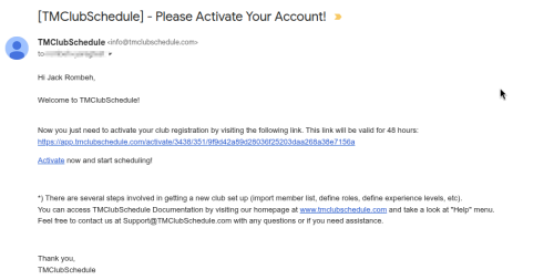 Activation Email