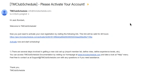 Activation Email