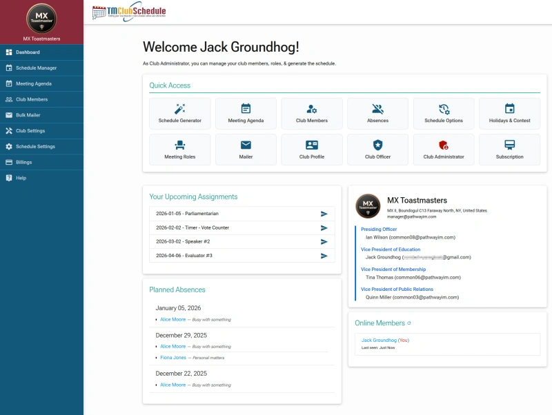 Screenshot: Admin Dashboard