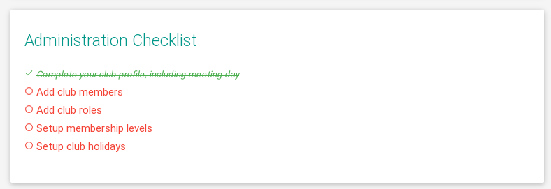 TMClubSchedule- VP-Edu Checklist TMClubSchedule- Admin Checklist Widget