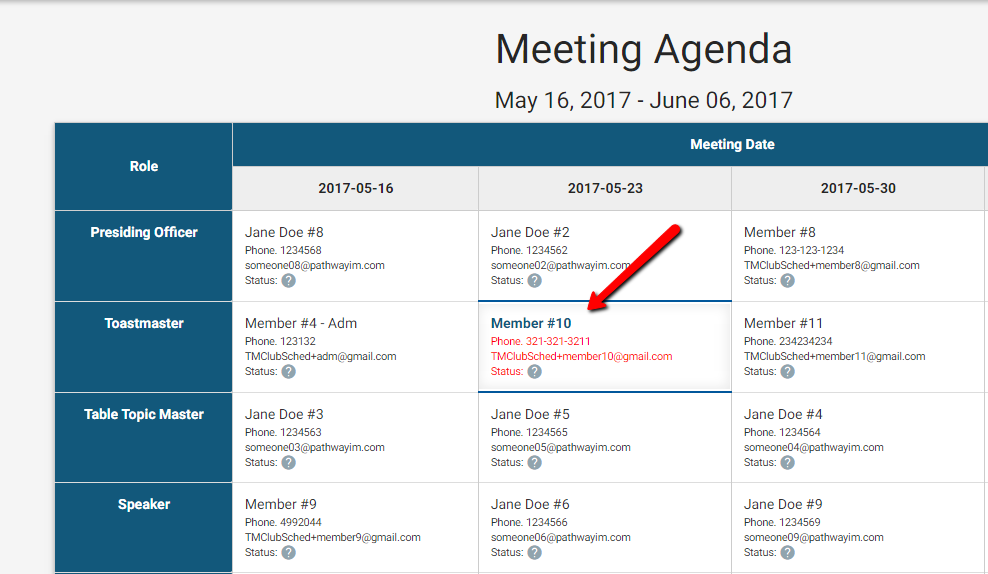 Screenshot: Agenda Action Menu