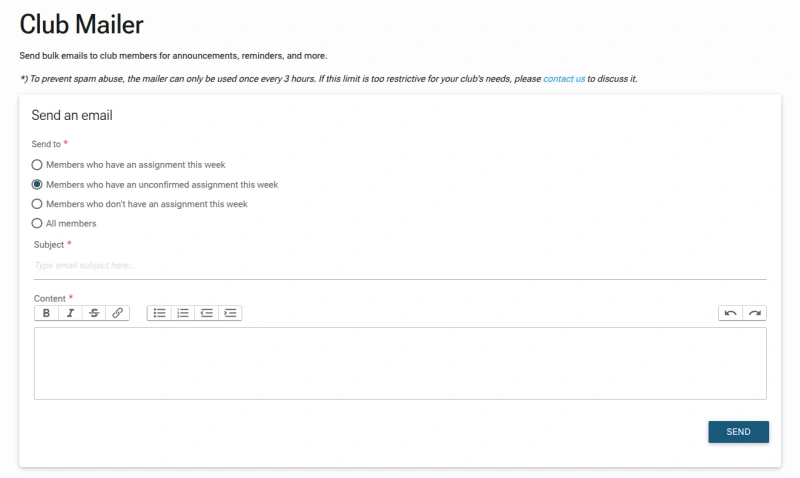 Mailer Tool Form bulk-mailer