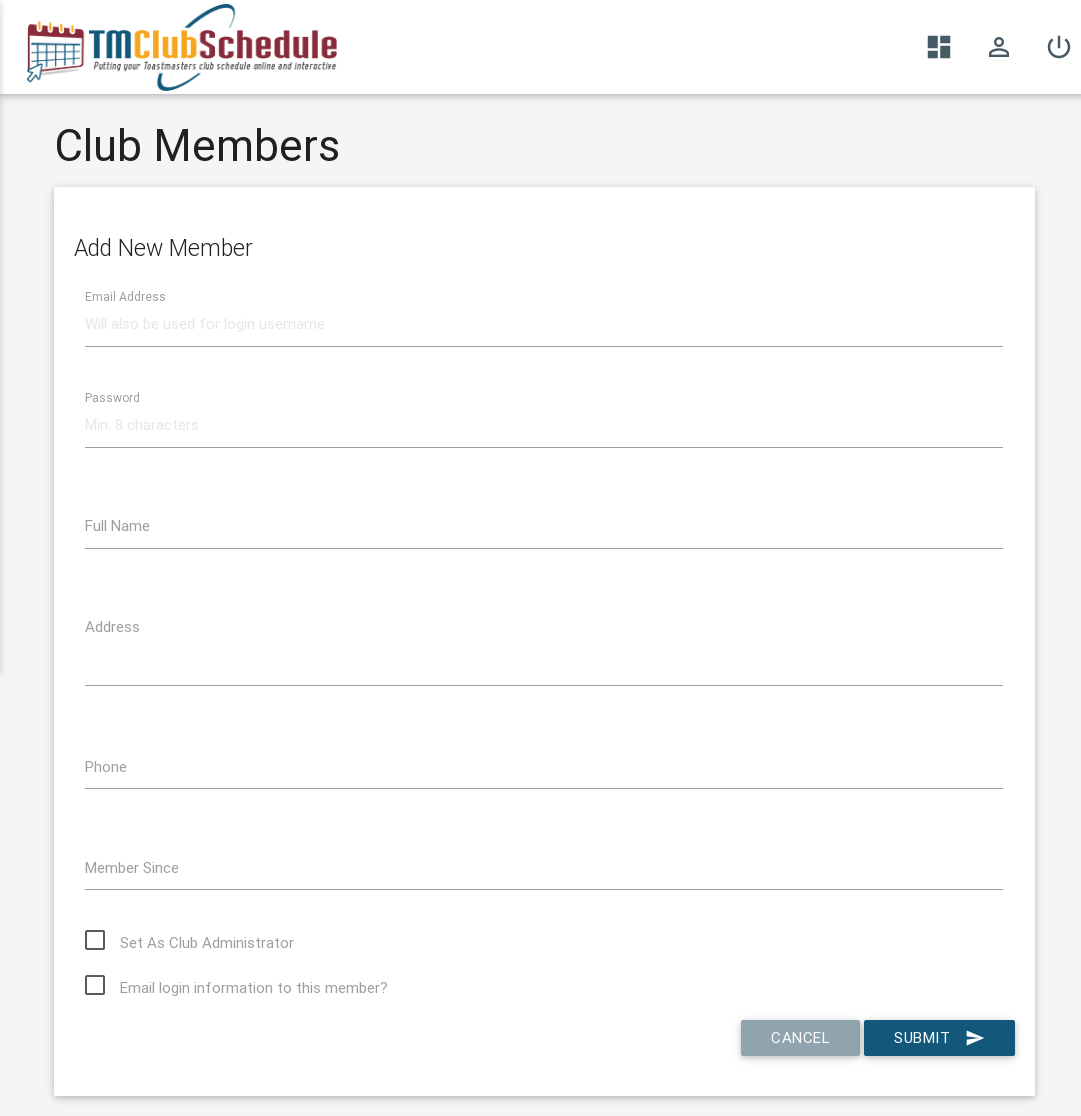 Screenshot: Add New Member Form