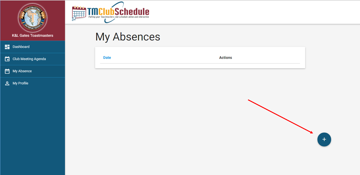 Screenshot: Adding Absence Record
